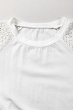 White Pointelle Lace Half Sleeve Crew Neck Tee