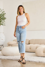 Tummy Control High Waist Raw Hem Distressed Jeans