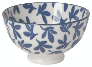 Blue Floral Stamped Bowl 4 inch