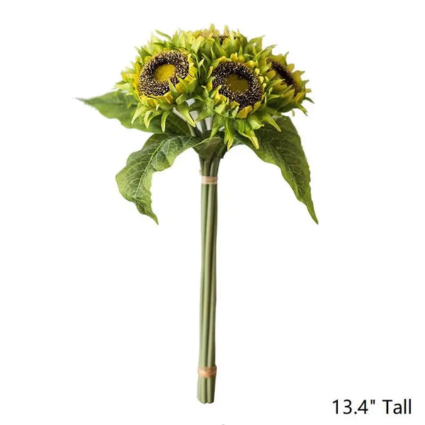 Faux Yellow Sunflower Bouquet 13" Tall