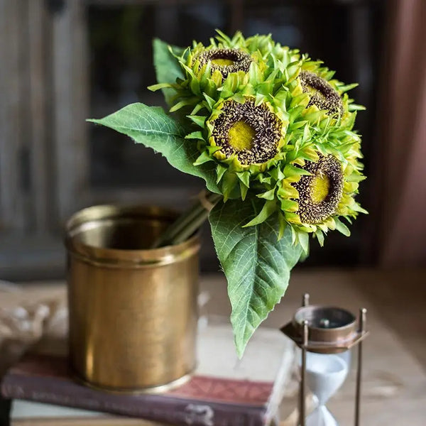 Faux Yellow Sunflower Bouquet 13" Tall