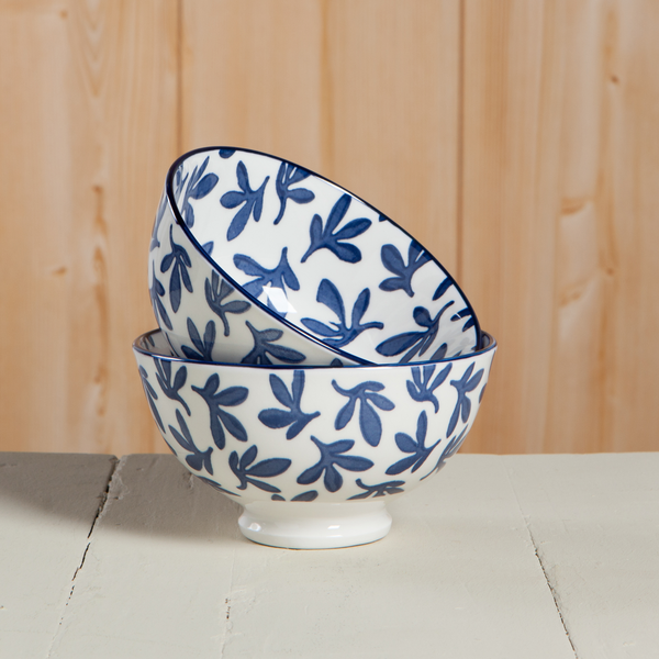 Blue Floral Stamped Bowl 4 inch