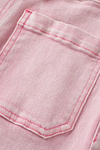 Pink Multi Buttons Raw Edge Crop Jeans