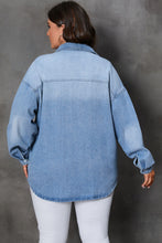 Sky Blue Curvy Button-Up Denim Shacket