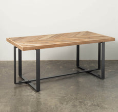 WOOD TOP TABLE WITH V-PATTERN